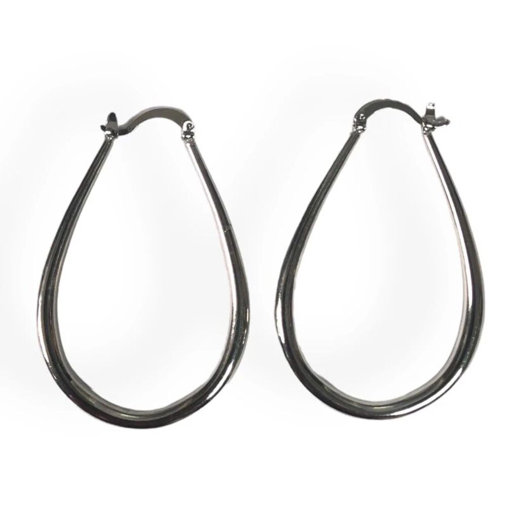 Silver Oval Clip Earrings